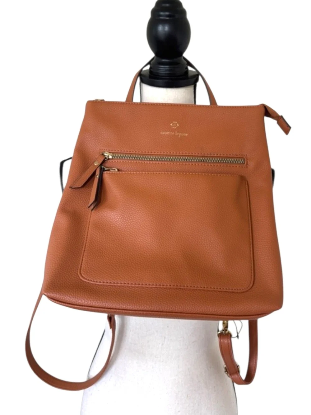 Convertible  Badgley Mischka Tan Vegan Leather Backpack Tote